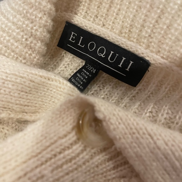 ELOQUII Asymmetrical Button Collar Sweater Cream - Picture 3 of 3